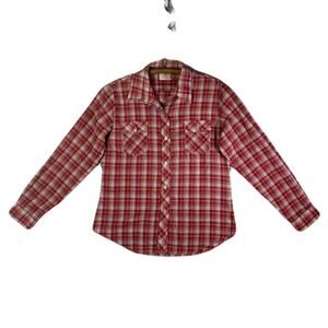 AMY BARR Vintage Long Sleeve Button Down Red Plaid Shirt Women’s Size 36
